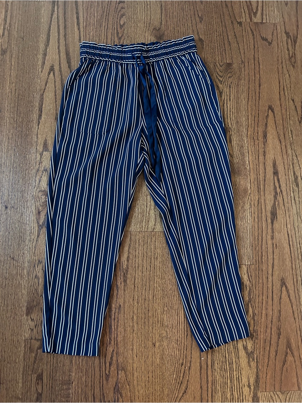 Zara Blue and White Stripped Pull On Pants